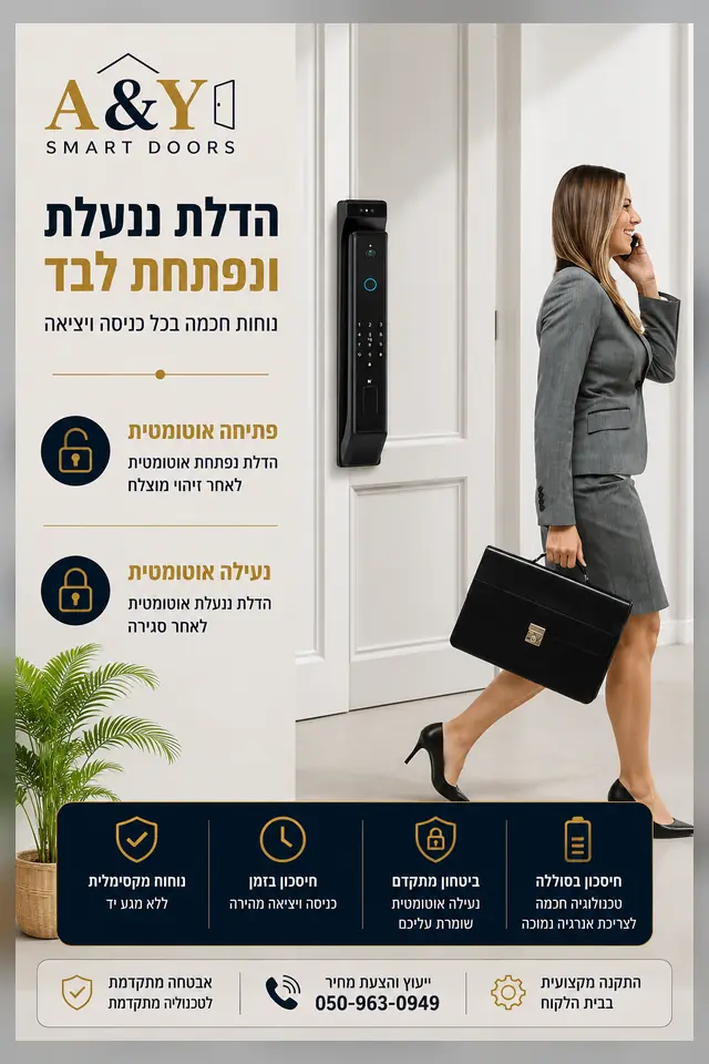 התאמת מנעול חכם לדלת עץ מתכת או זכוכית